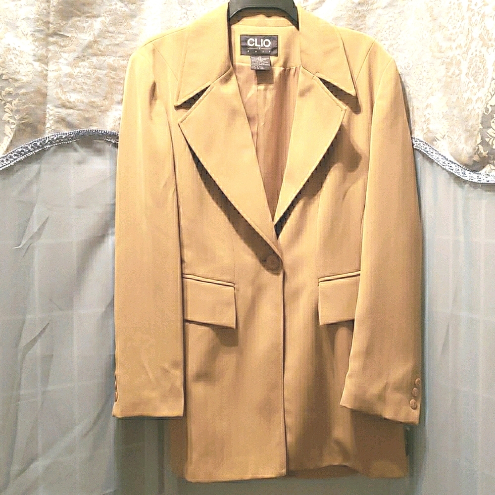CLIO MUSTARD POLYESTER BLAZER SZ 10